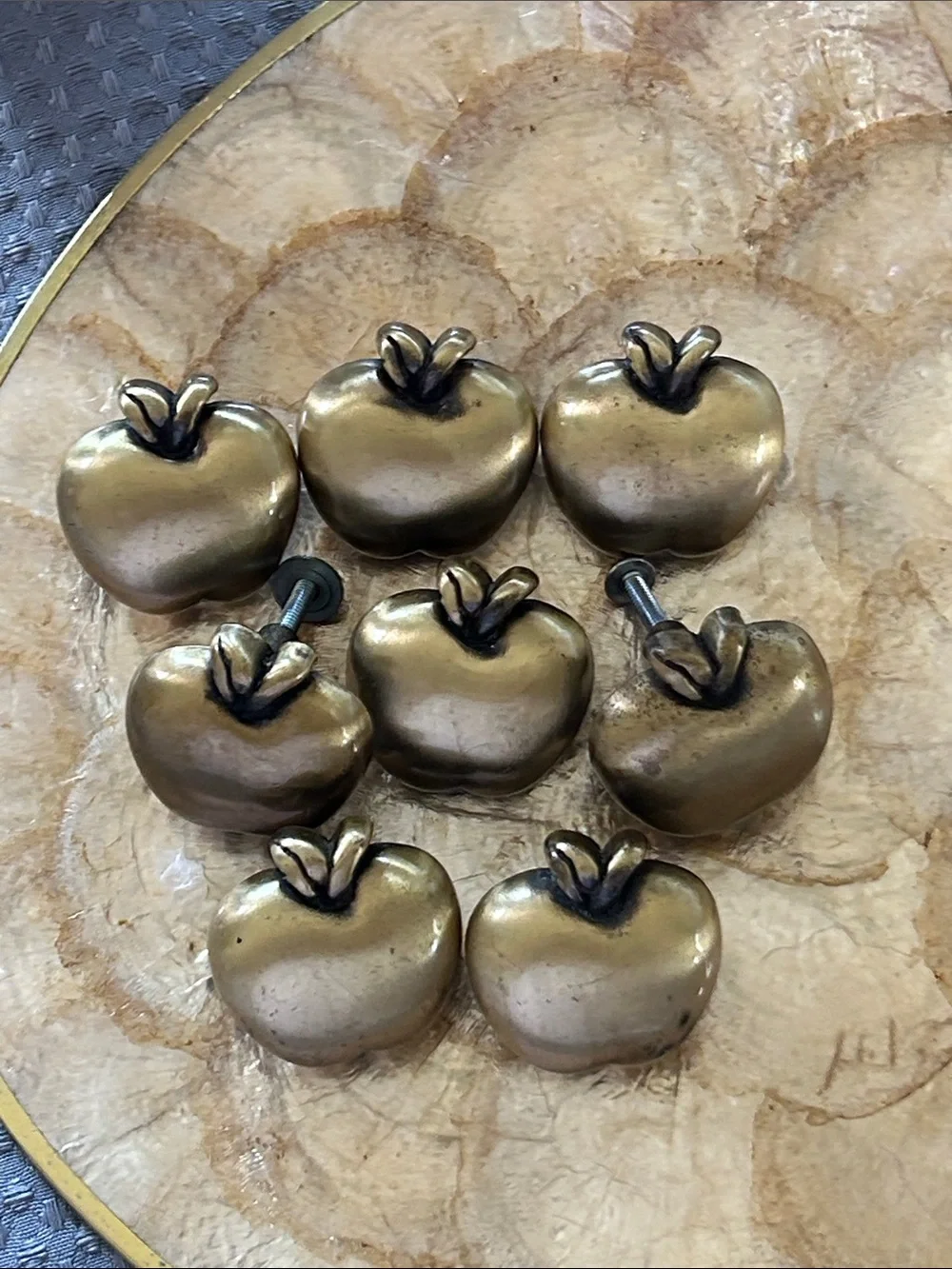 Brass Apple Decorative Accent Pieces - Set of 8